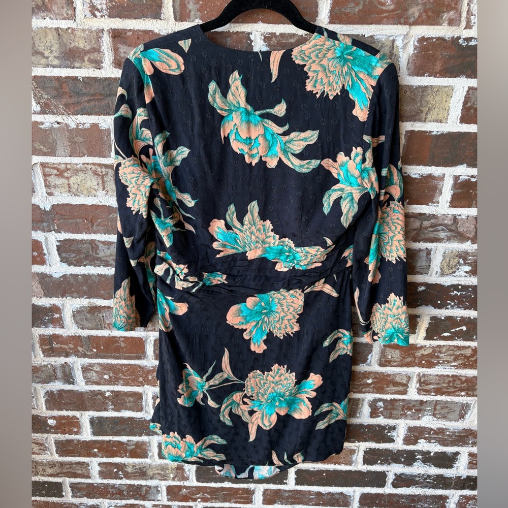 Sandro Bruni Asymmetric Floral Printed Mini Dress Size 6 - Picture 9 of 16